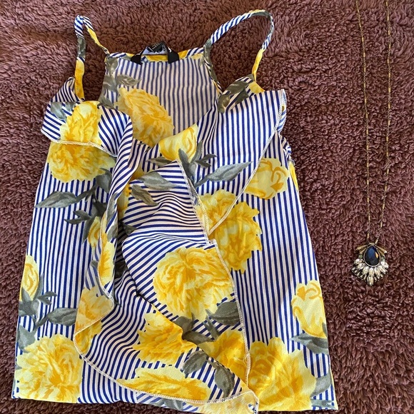 SOLD❗️Navy Blue & Yellow Blouse💛💙 - Picture 1 of 5